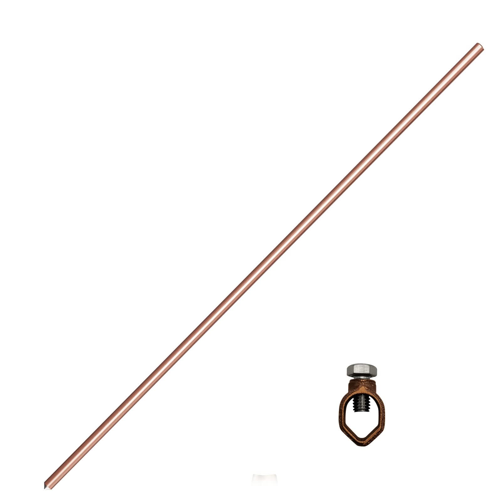 GOUNENGNAIL 4ft Ground Rod Kit - 5/8'' Bonded Electrical Copper Grounding Rod with Bronze Clamp UL Listed,Great for Fence Lightning Strike Electrode Earthing Rod, Swimming Pool Ground Rods