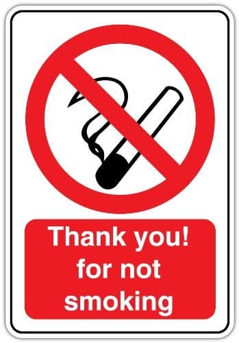 Thank You for Not Smoking Sign Wall, Window, Notebook, Bumper Sticker Decal