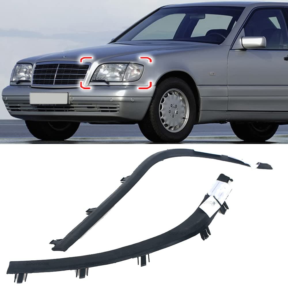 1 Pair/2Pcs Left&Right Automobile Headlamp Rubber Sealing Strip Headlamp Trim Strip For Mercedes Benz W140 S320 S350 S500 S600 1995-1998 Black