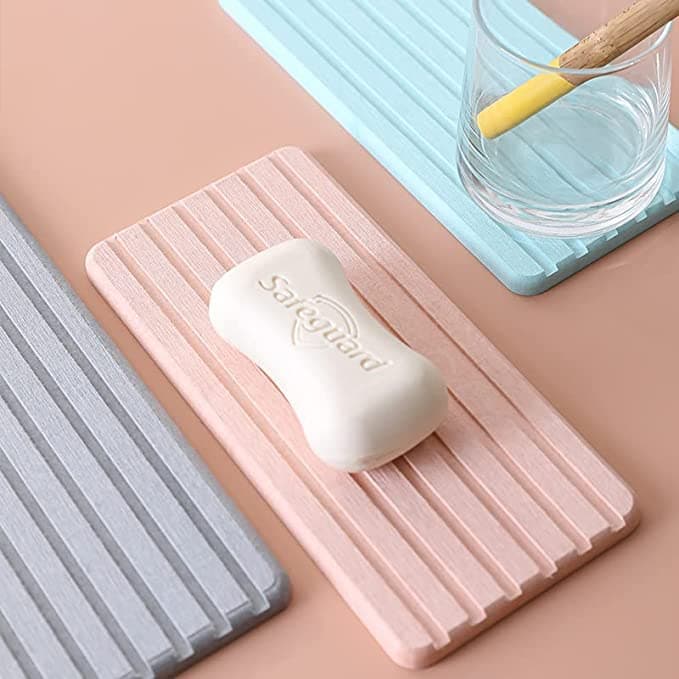 VIHM Water Absorbent Diatomite Coasters, Diatomaceous Earth Soap Holder, soap Dish, Water Absorbing Stone Used for Hand soap & Cups & Drinks Bottles & Plants and Cosmetic Bottles (Small, 2)