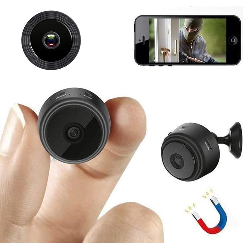Mr Fix? Mini Wireless WiFi Security Camera | HD 1080p Indoor Video Recorder with Low Light Vision | Portable & Magnetic | Home, Office, and Baby Monitor, with 8GB SD Card, Pack of 2