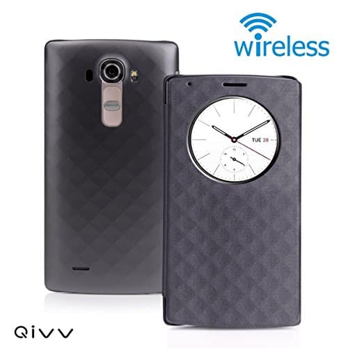 QIVV LG G4 Quick Circle Case Wireless Charger Qi Wireless Charging Receiver Cover Case with Wireless Charging | Smart View & NFC | Smart Wake Up | Sleep View Window Protective Phone Case(Black)