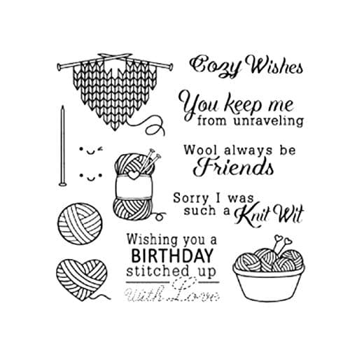 1 Set Stamps with Die Cuts Wool Knitting for Card Making Cutting Dies Ball of Yarn Scrapbooking Metal Embossing Stencil 10.3x7.7cm(Die Cuts) 11x11cm(Stamps)