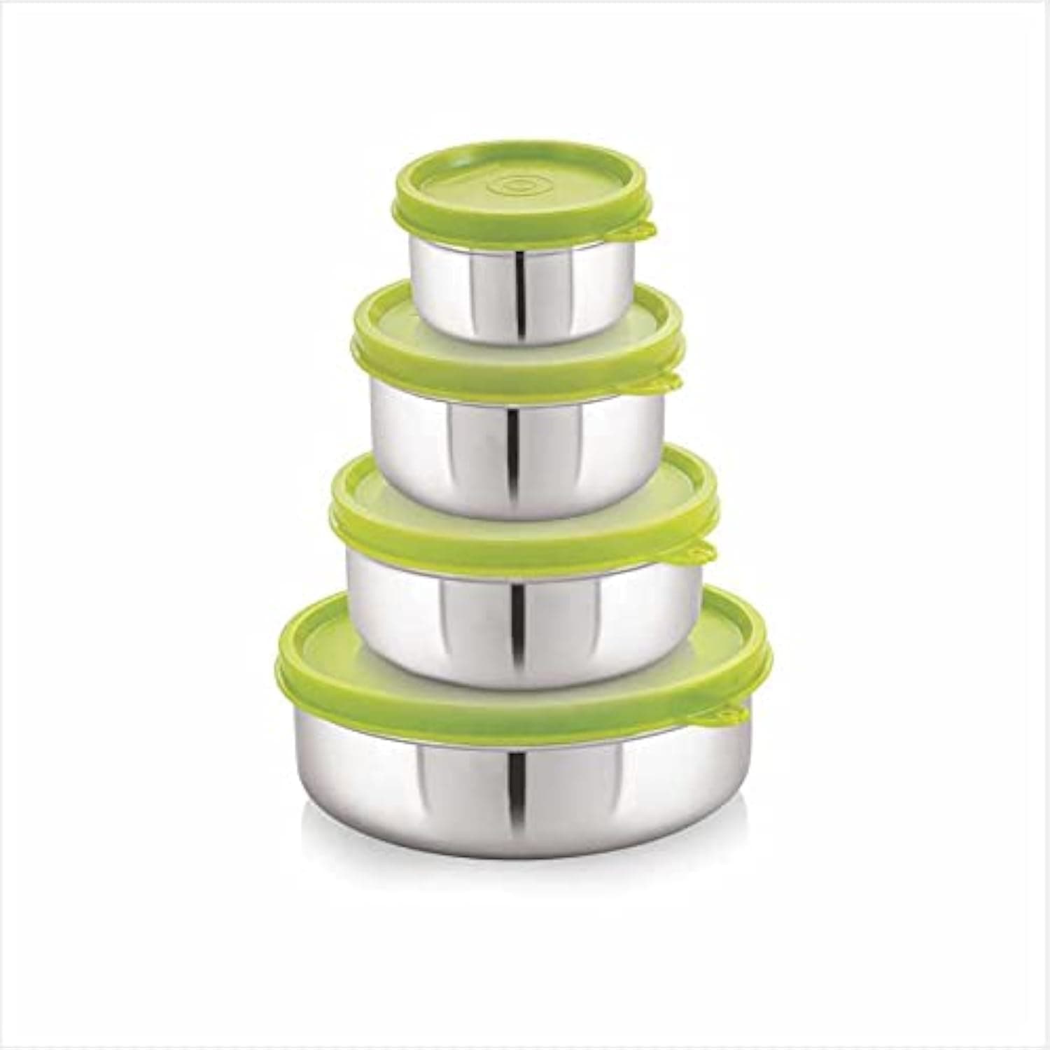 STEELLOCK Stainless Steel Airtight Container | Leak Proof Container/Storage/Lunch Box with Lid | BPA Free, Durable & Rust-Proof | SL-11-22-32-42-set of 4, 120ml, 250ml, 500ml & 700ml each, Green