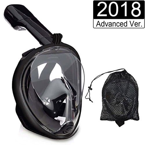 ZONV Full Face Snorkel Mask 180°Panoramic View,Diving Mask with Anti-Fog Anti-Leak - Full Dry Free Breathing Tubeless Snorkeling Mask for Adults Youth Kids