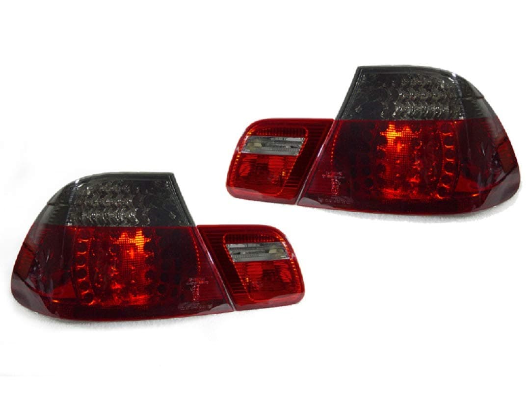 DEPO 4 Pieces Red/Smoke LED Tail Lights NO ERROR Compatible Fits For 2000-2003 BMW E46 323Ci 328Ci 325Ci 330Ci M3 2DR Coupe ONLY [NO 4DR or Convertible]