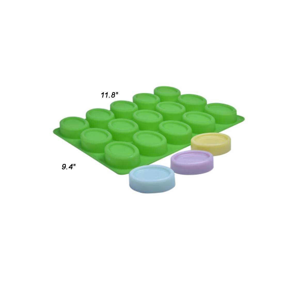 Home Bargain 15 Cavity Oval Silicone Handmade Flexible Cake Mold for Soap Making (Green)