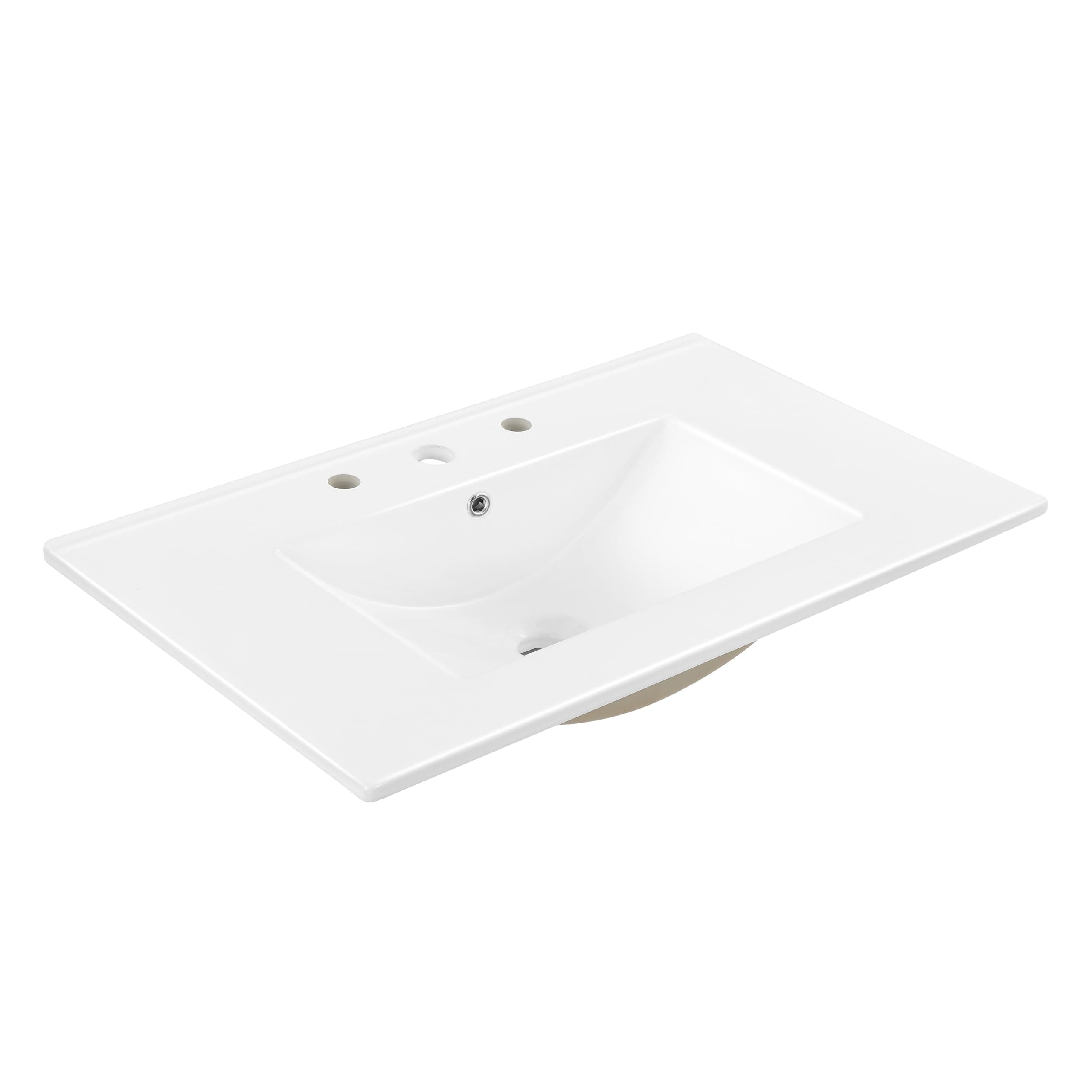 JONATHAN Y SNK1002A Ancillary 3-Hole 30 in. W x 18.25 in. D Classic Contemporary Rectangular Ceramic Single Sink Basin Vanity Top, White