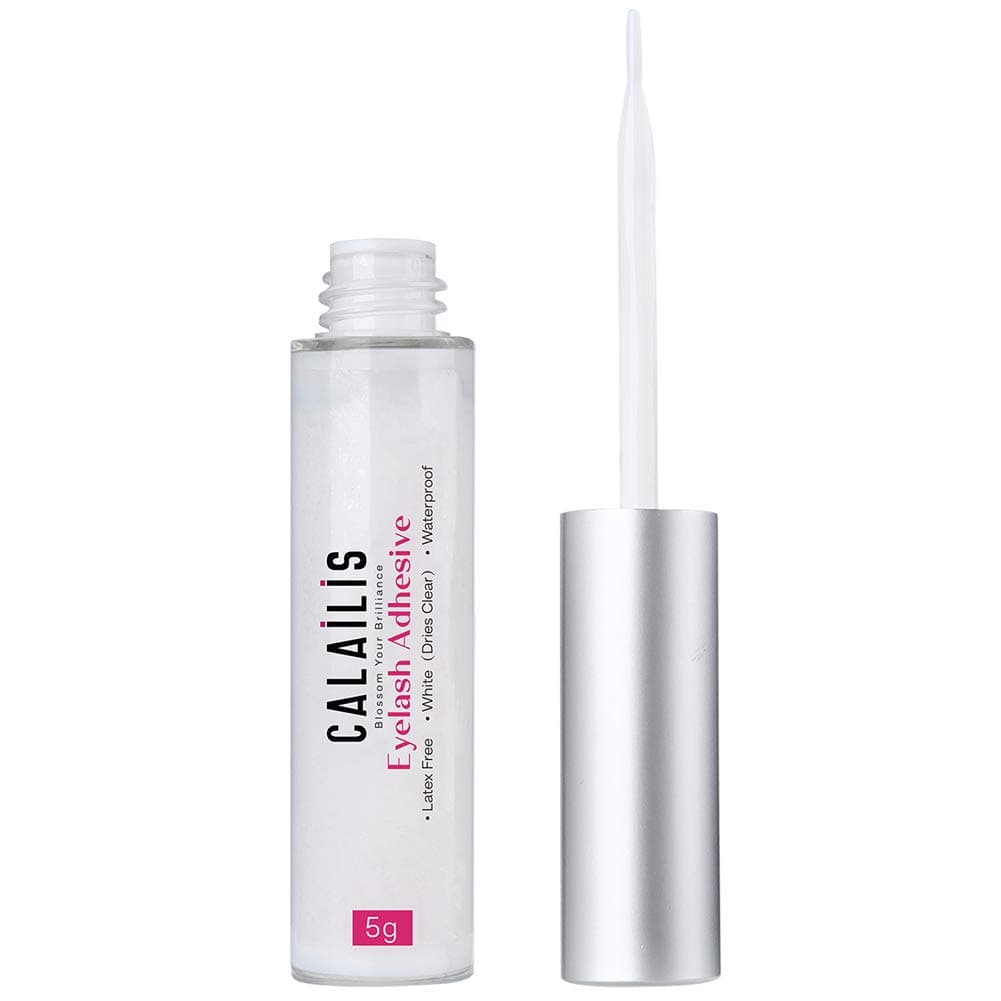 CALAILIS False Eyelash Glue, Lash Adhesive Super Strong Hold Waterproof Eyelashes Glue White 5g