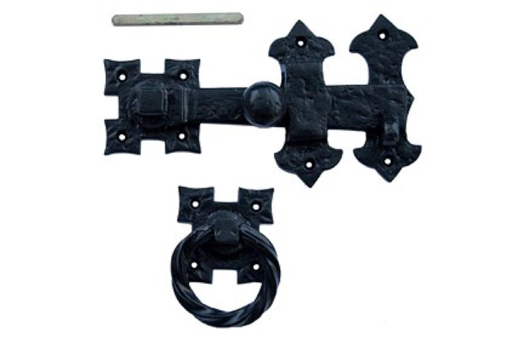 Quality Ironmongery LAT0007AMZ Antique Gate Latch Kit, Black, 162mm