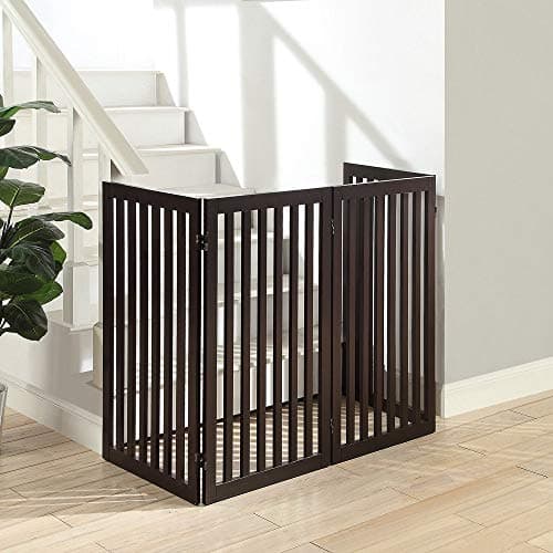 Total Win Freestanding Pet Gate for Dogs with 2PCS Support Feet, Foldable Wooden Dog Gates Puppy Fence for Hallways Doorways Stairs, Safety Barrier Indoor