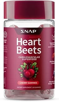 Heart Beets Organic Beet Root Gummies, Cardiovascular Support Supplement for Men & Women, Pomegranate, Red Spinach, Heart Health & Circulation Support, Sugar Free, Cherry, 60 Gummies