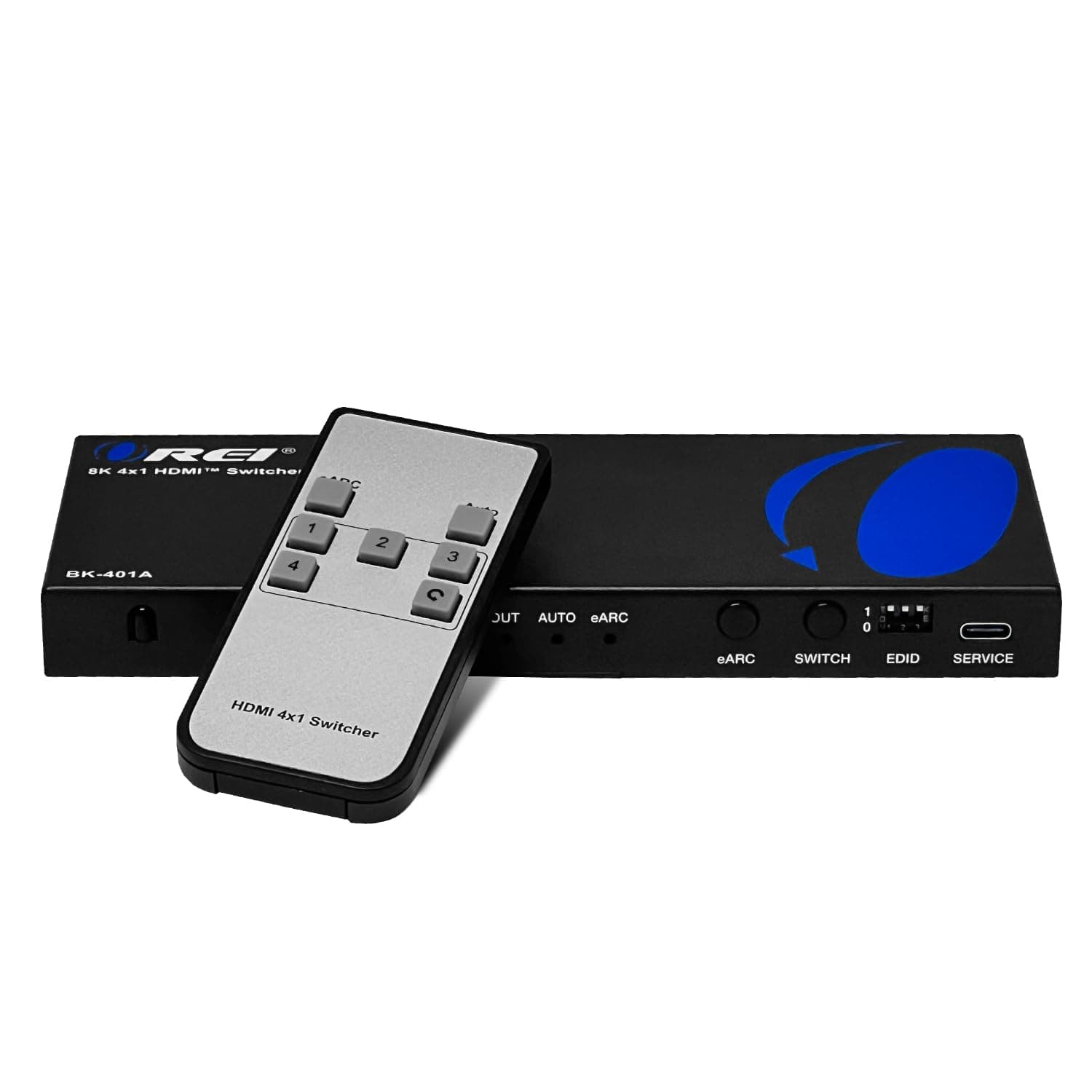 OREI 8K eARC HDMI 2.1 Switch 4x1 Switcher with UltraHD Audio Extractor Supports up to 4K@120Hz PS5, Gaming, Remote Contorl IR EDID HDCP 2.3 - Optical Output, L/R Headset (BK-401A)