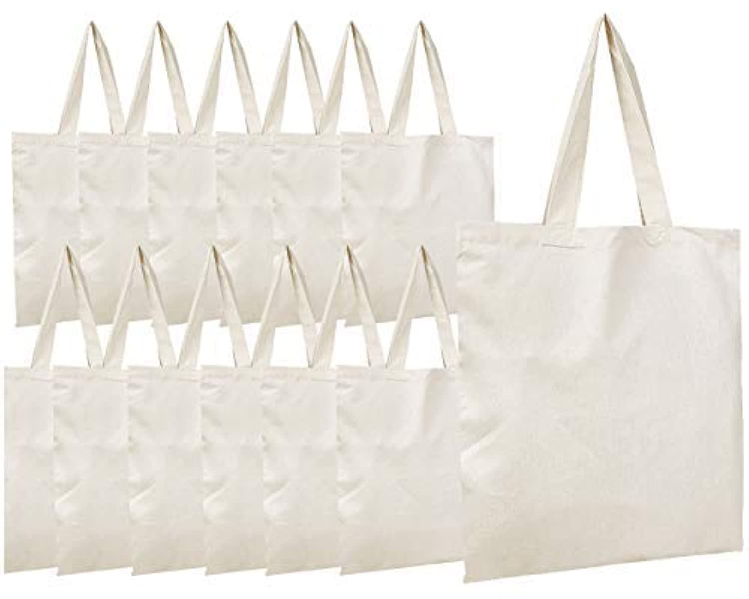 Plain Cotton Canvas Tote Bags in Bulk - 12 Pack - Natural, Black, White Canvas Bags Wholesale for Arts and Crafts, Heat Transfer, DIY and More!