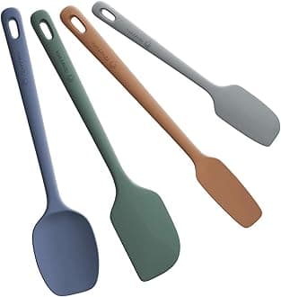 ChefAide4 Pieces Silicone Spatula Set, Food Grade Rubber Spatula, Upgrade Strong Handle with Ergonomic Grip, Heat Resistant Up to 600°F for Nonstick Cookware, Cooking