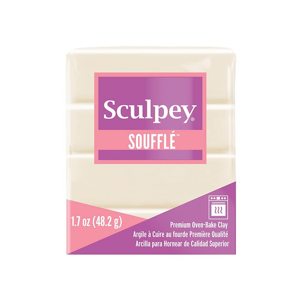 Sculpey Soufflé Polymer Oven-Bake Clay, Ivory, Non Toxic, 1.7 oz. bar, Great for Jewelry Making, Holiday, DIY, Mixed Media and More! Premium Light-Weight Oven Bake Clay., OSFA, SU 6647