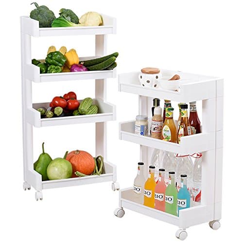 AJ 3-Tier Plastic Trolley Cart Plastic Storage Organizer Shelf, 6069+3