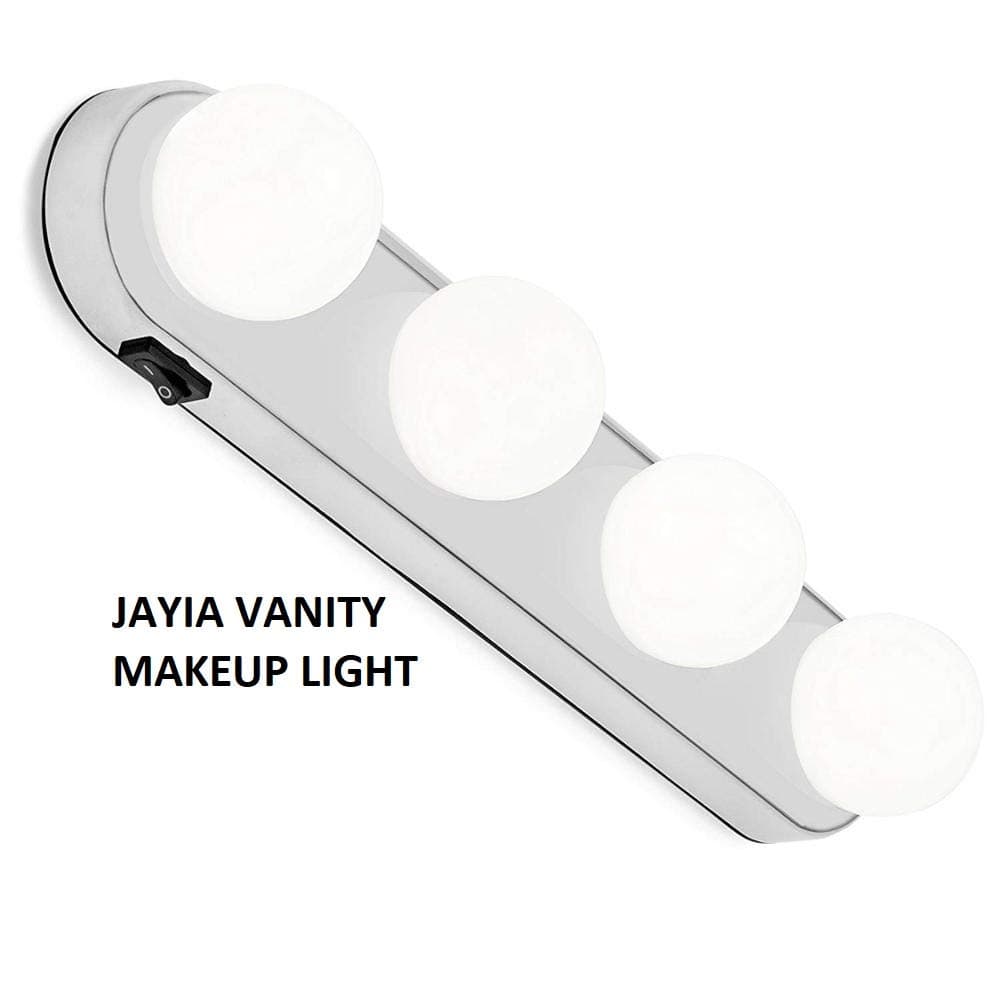Cordless Portable Vanity Make Up Bright LED Mirror Light for Dressing Table. 4 Bulb Battery Powered with Powerful Suction Cups.