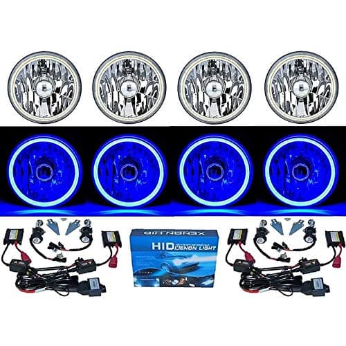Octane Lighting 5-3/4" Blue COB SMD LED Halo Angel Eye 6000k 6k Hid Light Bulbs Headlights Set (IMG-001-L-B)