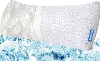 QUTOOL Cooling Pillow for Sleeping, CertiPUR-US Shredded Memory Foam Full Body Pillow Set of 1, Long Pillow for Bed with Removable Double-Sided Soft & Cool Cover, Soft Yet Support,White