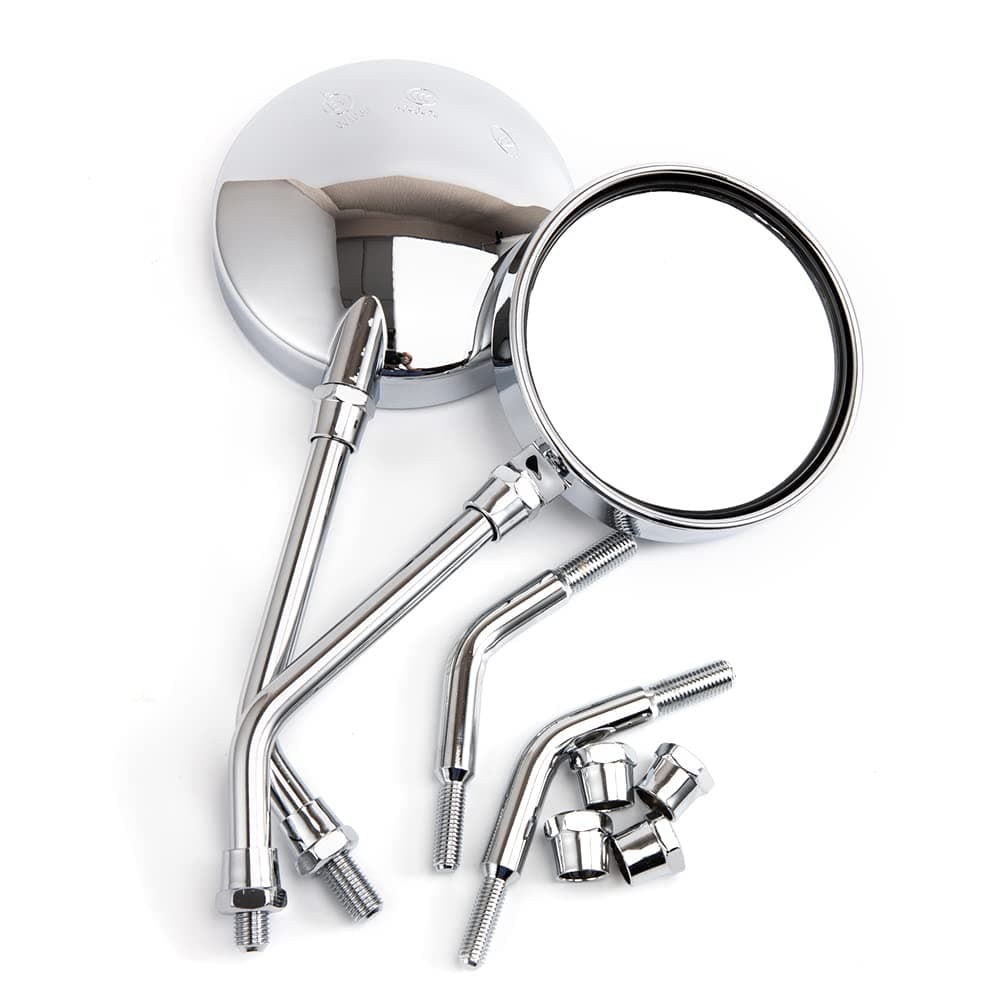 Motorcycle Side Mirror Chrome Round Rear View Mirror for Motorcycle Scooter ATV Cafe Racer Bobber Chopper