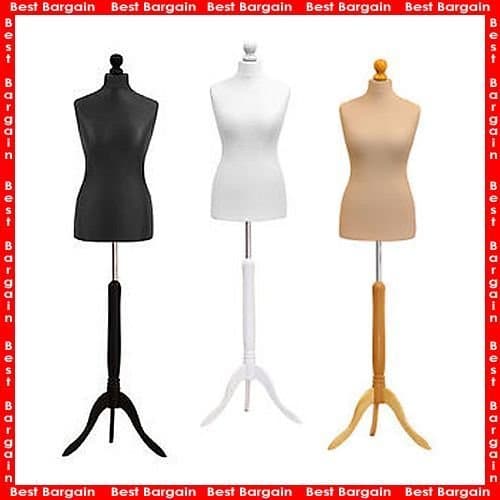 Student Dressmaker |Female Tailors Dummy | Display Bust | Mannequin | Size 6-8 (Cream Color with Wood Finish Stand)