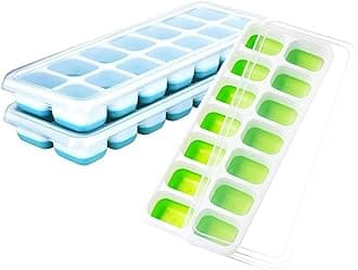Ice Cube Trays 3 Pack, Silicone Easy-Release and Flexible 14-Ice Trays with Spill-Resistant Removable Lid, BPA Free, Durable and Dishwasher Safe
