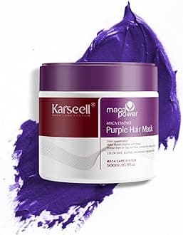 Karseell For Blonde Silver Gray Highlighted Hair Purple Hair Mask Professional Neutralizes Brass & Yellow Tones 16.90 oz 500ml | Color depositing, Deep Conditioner, Damage Control, Smoothening, Moisturizing, Smoothing