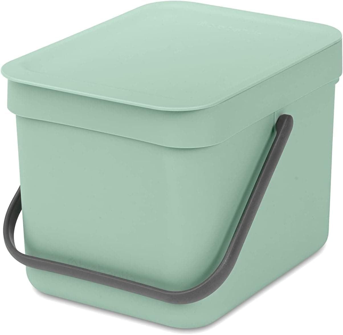 Sort & Go Kitchen Countertop Food Scraps Compost Bin | XS / 1.6 Gal / 6L | Jade Green | Removable Stay-Open Lid, Carry Handle, Easy-Clean Recycling Box | Wall-Mounting Bracket Included