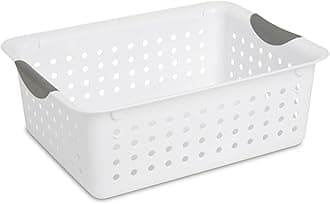 12-Pack Medium Ultra Basket, Open Top Plastic Storage Organizer, White - Classic Baskets for Organizing Countertops, Pantry Shelves, Kitchen Cabinets, Laundry Rooms or Home Offices