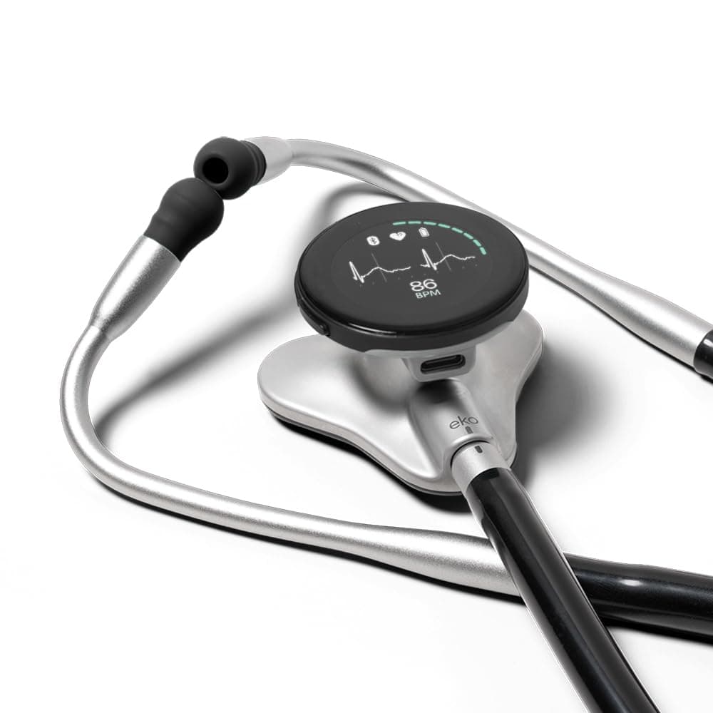 CORE 500™ Digital Stethoscope - 40x Magnification, Active Noise Cancellation, 3-Lead ECG, FDA Authorized AI, Full Color Display, FSA/HSA Eligible, Silver, COR501