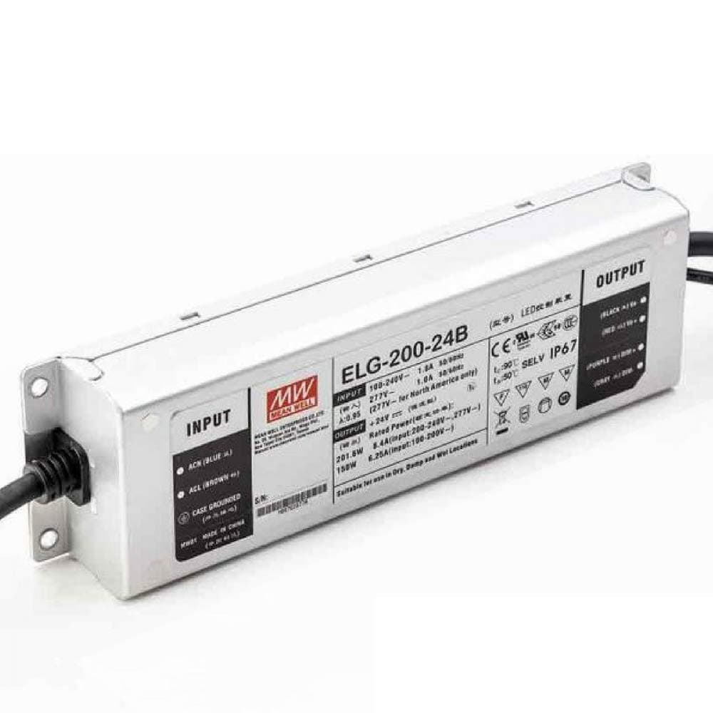 Mean Well 24V LED Driver ELG-200-24B – 150W-200W – 0-10v Dimmable – IP67
