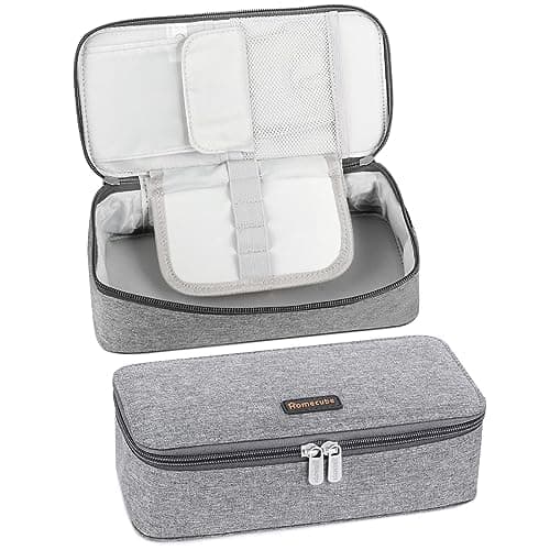 Homecube Pencil Case, Large Capacity Pen Case Stationery Holder Desk Organizer with Zippers for School & Office Supplies - 22 * 11 * 5.5cm, Grey