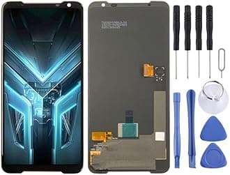 CHENYAN Mobile Phone Replacement Spare Parts AMOLED Material LCD Screen and Digitizer Full Assembly for Asus ROG Phone 3 ZS661KS Mobile Displays, Black