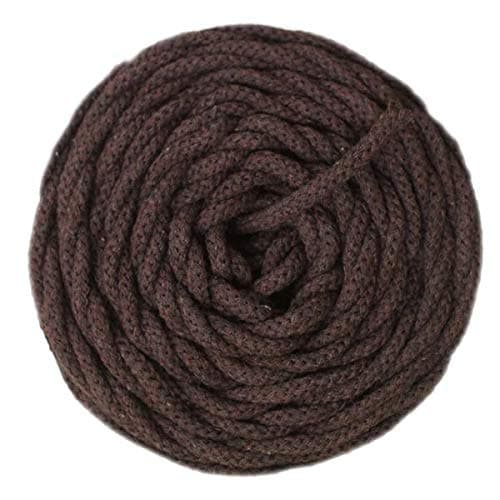 Dark Brown Macrame Braided Cord 5mm x 55Yards | Recycled Macrame Cotton Rope | Strong Twisted Cotton Rope for DIY Crafts, Wall Hangings, Plant Hangers, Decorative Projects, Crochet