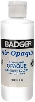 Badger Air-Brush Company Air-Opaque Airbrush Ready Water Based Acrylic Paint, White, 4-Ounce