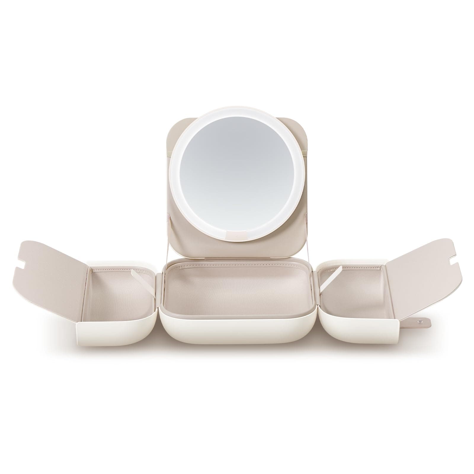 M2 LumoCube Portable LED Makeup Mirror with Bag - 5-Level Brightness, 3-Color Lights - Travel Makeup Organizer - White