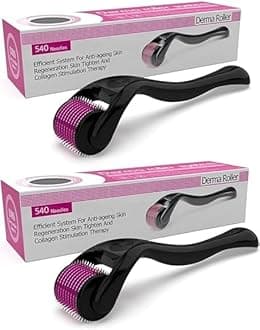 PACK OF 2 Roller For Hair And Beard Regrowth 540 Micro 0.5mm Titanium Needles Reduces Hair Fall & Stimulates Hair Follicles, Safe and Effective Easy to use | Skin Care Men and Women
