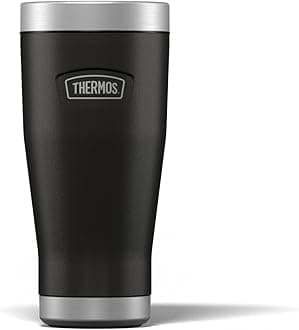 Thermos - Icon Granite Black Travel Tumbler (470ml), Reusable Insulated Stainless Steel Coffee Cup for Hot or Cold Drinks, Vacuum Sealed Water Flask with a Leak-Proof Lid, 7hr Hot/22hr Cold