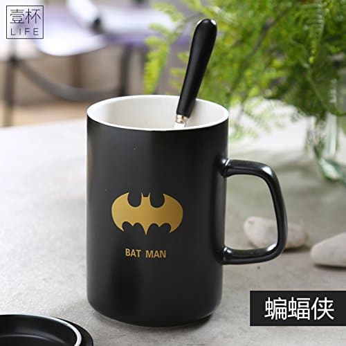 Mugcap Creative Cup European Black Ceramic Mug Personalized Simple Home Office Men's Coffee Cups Package, Batman [The Boutique Cover Scoop- 400Ml