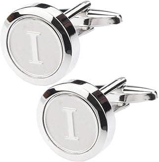 Mens Classic Stainless Steel Initial Cufflinks 26 Alphabet Initial Letter Cufflinks Business Shirts A-Z