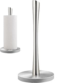 JOGREFUL Paper Towel Holder Stand, Stainless Steel Kitchen Paper Towel Countertop Stand with Streamline Body, Bathroom Organization for Family Standard Large Size Roll Paper, Sliver