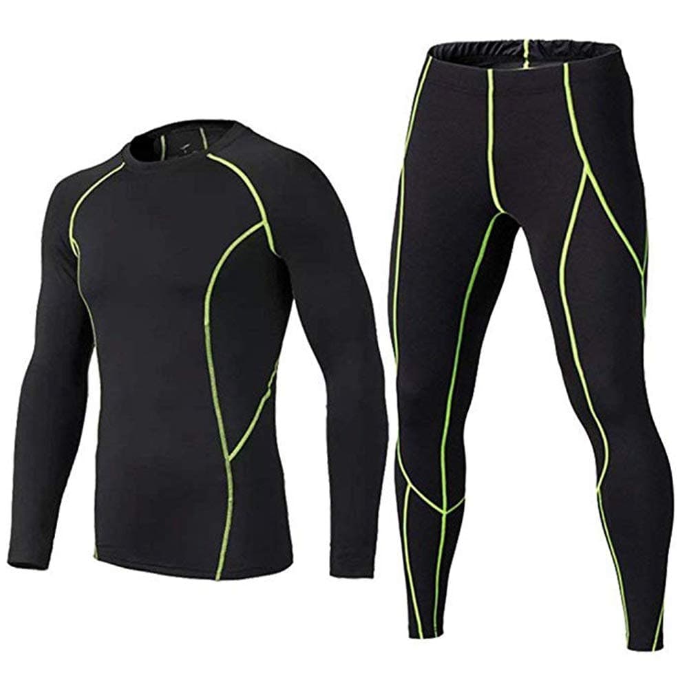 Kids' Boys Long Sleeve Base Layer Compression Underwear Athletic Shirt Tights Top & Bottom Set