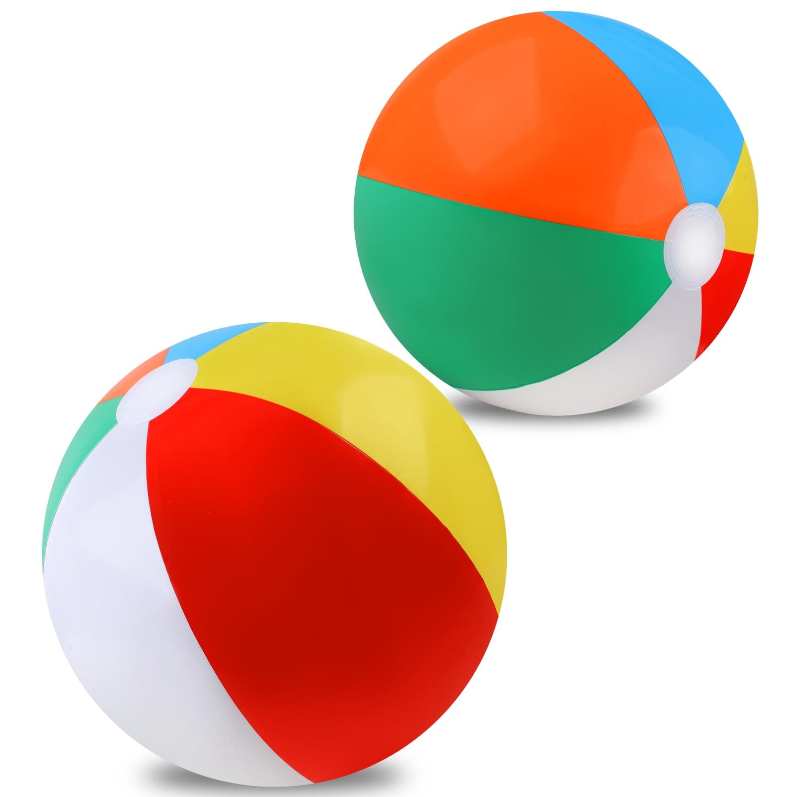 Beach Ball 2-Pack 20 Inches Rainbow Colors Pool Toy Inflatable for Summer Parties and Water Games