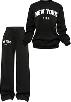 SOLY HUX Cute Clothes for Girls Sweatsuit Sets Crewneck Casual Sweatpants 2 Piece Outfits Sweatshirt and Pants
