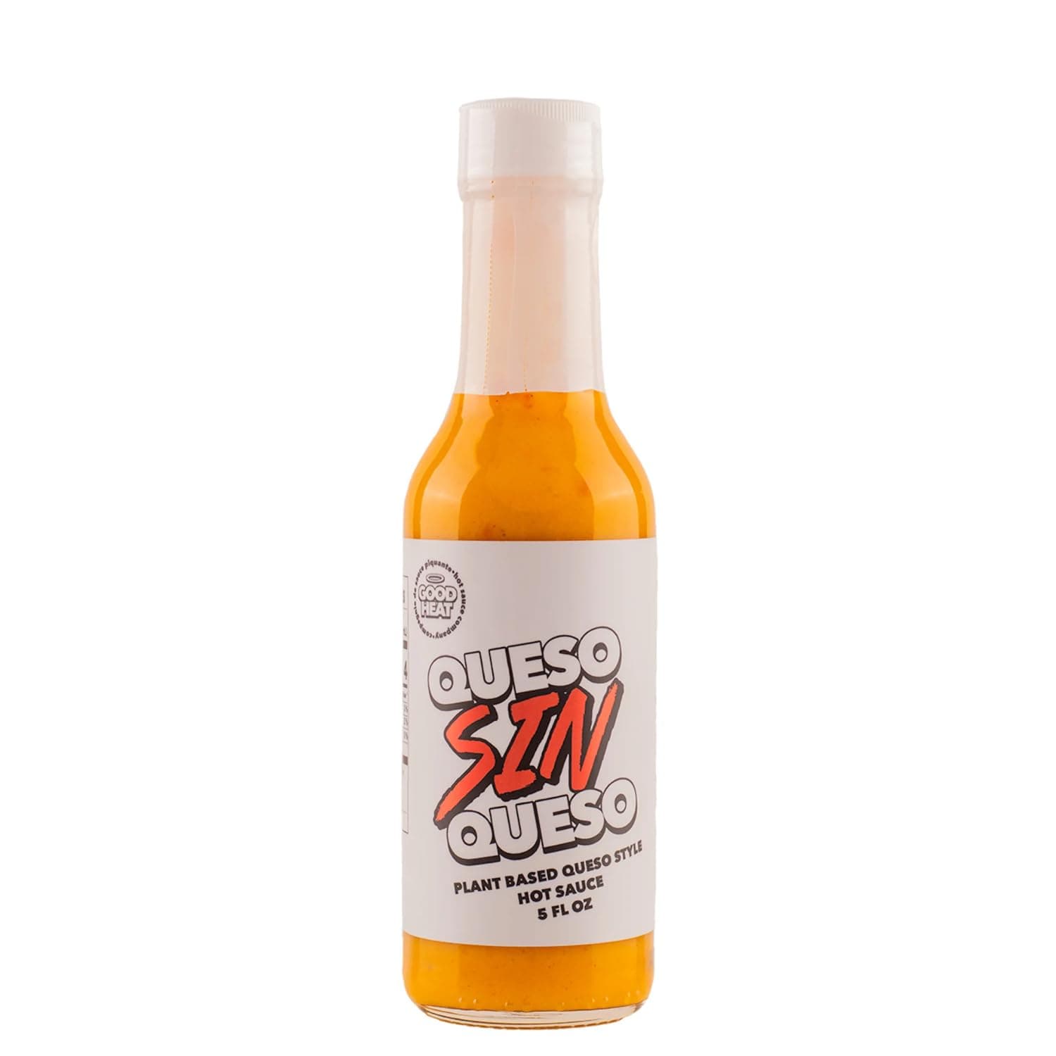 Queso Sin Queso Hot Sauce by Good Heat, Medium Heat With Flavors Of Red Bell Peppers, Red Habanero Peppers & Ghost Pepper Powder, Made With All Natural Ingredients, 5 fl oz Bottle (1-Pack)