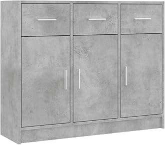 vidaXL Concrete Grey Sideboard: Engineered Wood Storage Cabinet with Ample Space, Perfect for Living Room or Office