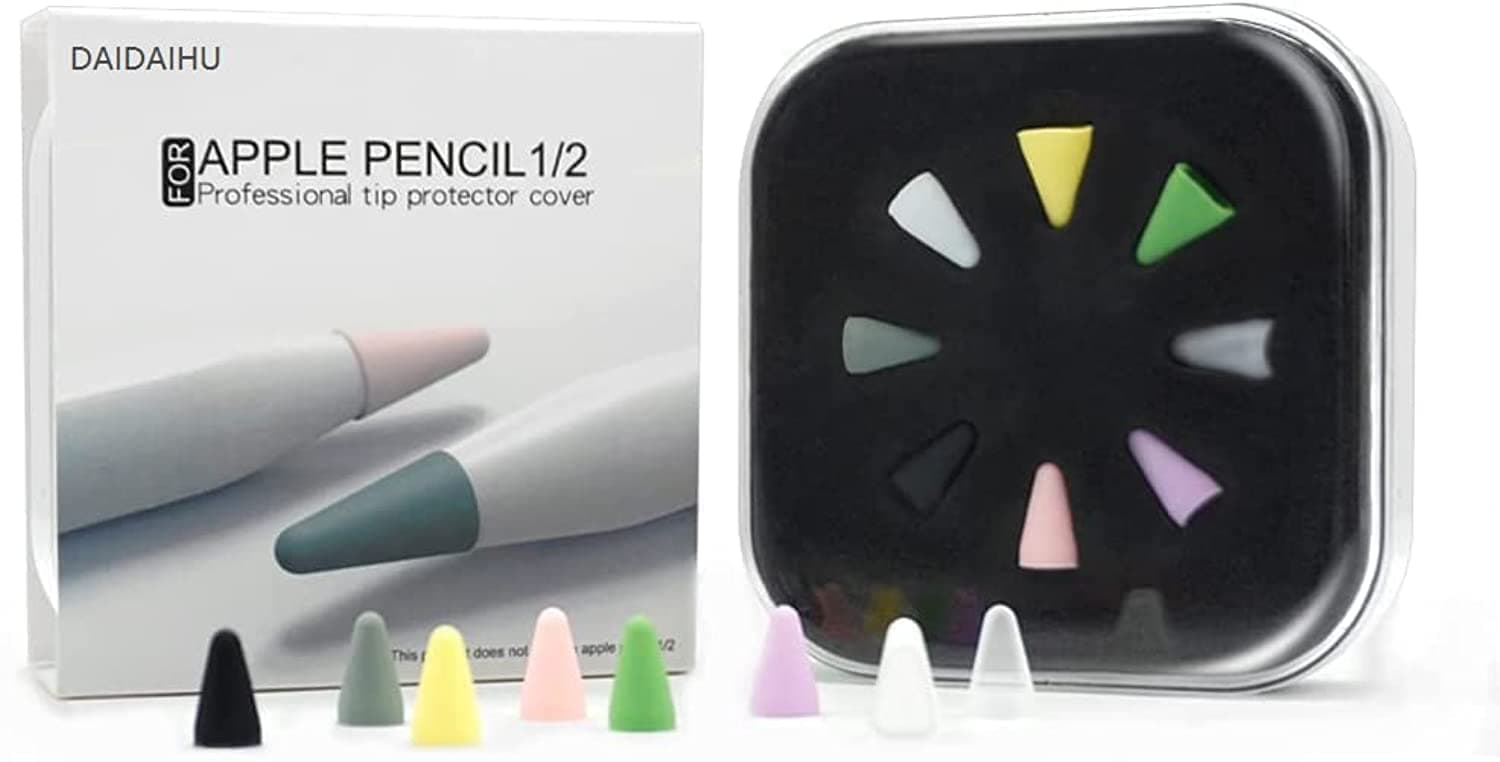 DAIDAIHU 8 Pcs Silicone Pencil Nib/Tip Protector Cap, Compatible with Apple Pencil 1st and 2nd Generation, Lightweight Thin Protective Case Noiseless Fit Silicone Nibs Covers