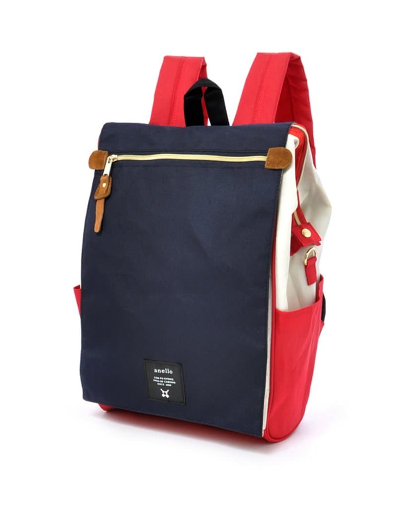Anello Polyester Canvas Waterproof Unisex Flap Backpack (Tricolor (F))