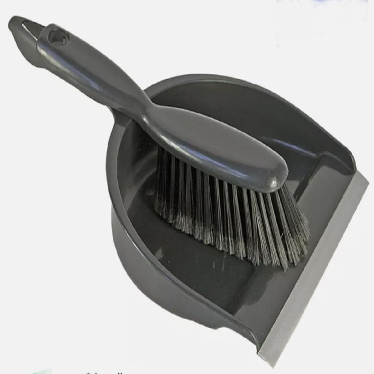 Large Heavy Duty Dustpan and Stiff Brush Set Wide Plastic Hand Held Dust Pan Cleaning Sweeping Garden Office Home Kitchen Broom Household Cleaning Sweep (Grey)